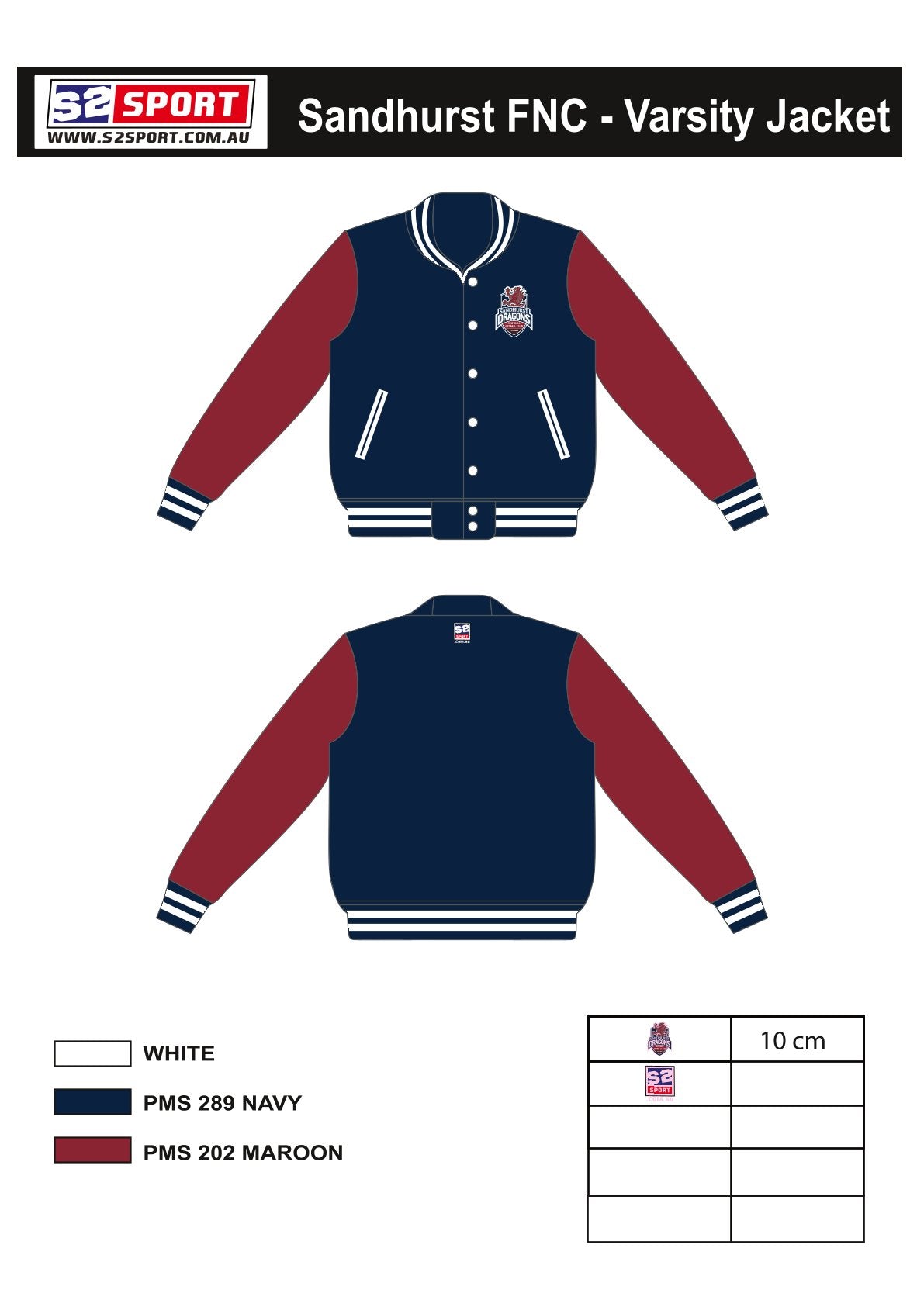 Sandhurst Football Netball Club Varsity Jacket - (Adult Sizes Only)