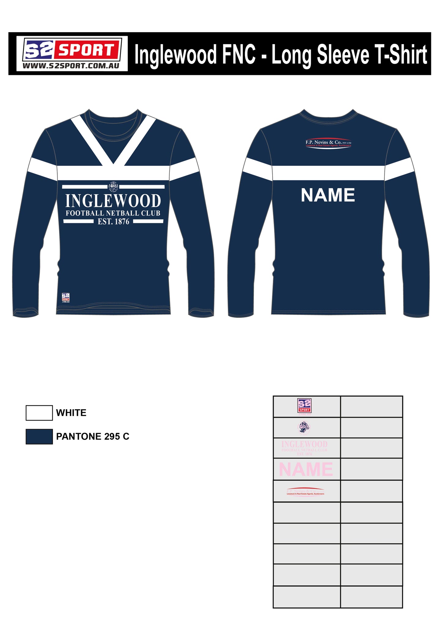 Inglewood Football and Netball Club Long Sleeves T Shirt (Ladies)