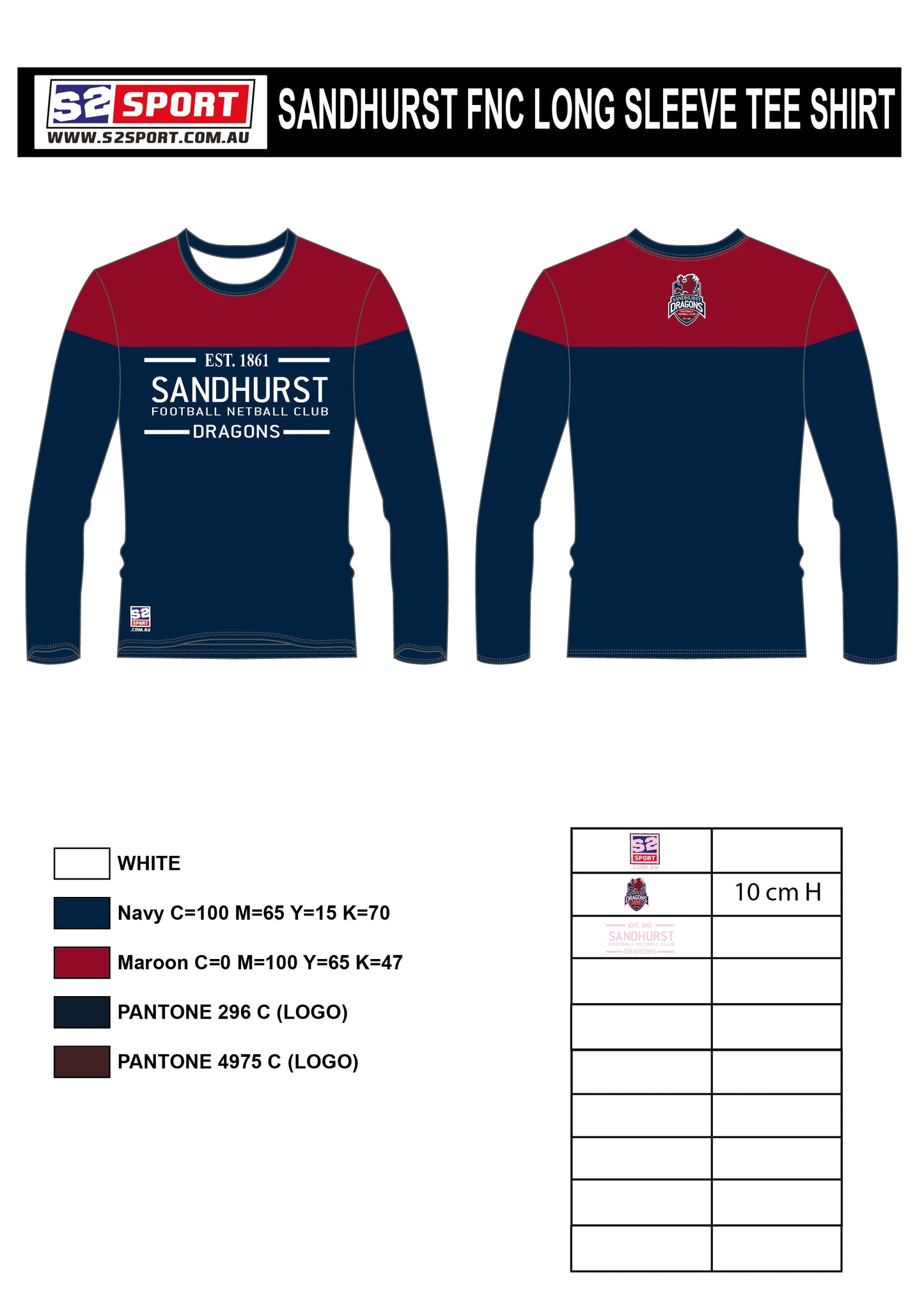 Sandhurst Football Netball Club Long Sleeves T Shirt (Ladies)