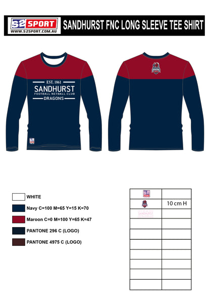 Sandhurst Football Netball Club Long Sleeves T Shirt (Ladies)